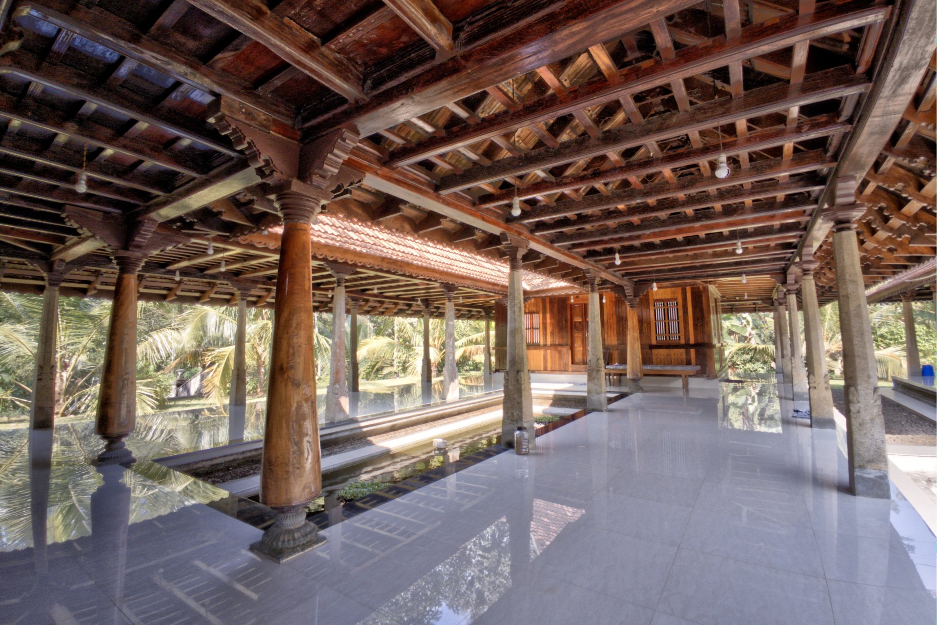 view of a traditional Kerala house at Francis Riverfront Nalukettu