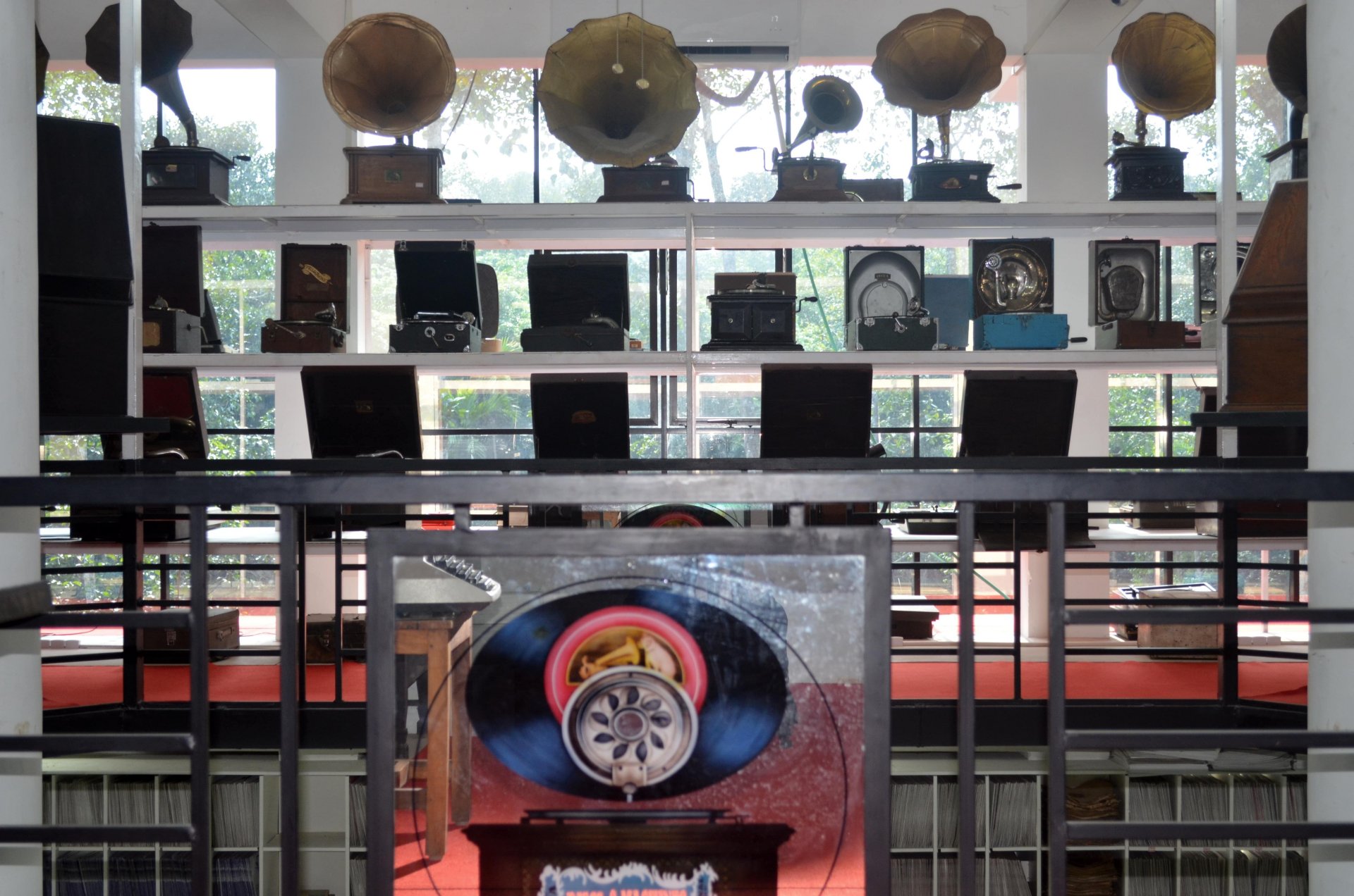 view of the gramophones inside the museum